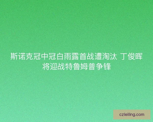 斯诺克冠中冠白雨露首战遭淘汰 丁俊晖将迎战特鲁姆普争锋