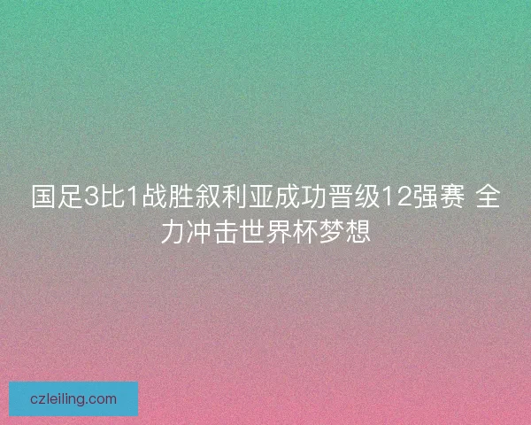 国足3比1战胜叙利亚成功晋级12强赛 全力冲击世界杯梦想 国足3比1战胜叙利亚成功晋级12强赛 全力冲击世界杯梦想